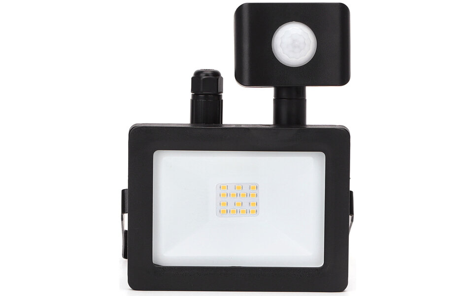 HLW LED Waterdichte LED Bouwlamp & Wandlamp met Sensor, IP65, Neutraal Wit 4000K, Mat Zwart