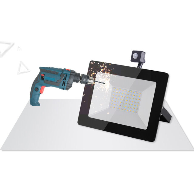 HLW LED Waterdichte LED Bouwlamp & Wandlamp met Sensor, IP65, Neutraal Wit 4000K, Mat Zwart