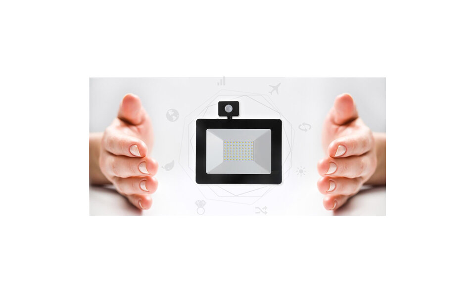 HLW LED Waterdichte LED Bouwlamp & Wandlamp met Sensor, IP65, Neutraal Wit 4000K, Mat Zwart