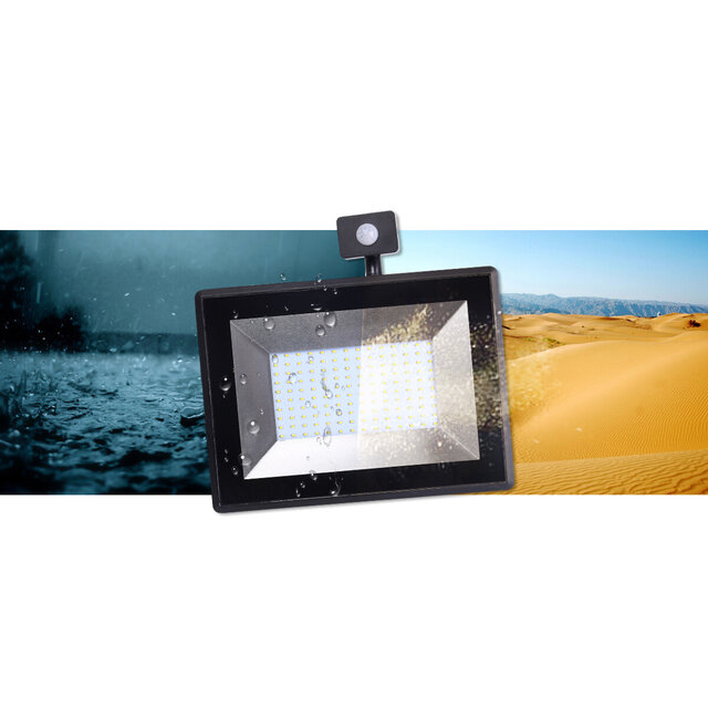 HLW LED Waterdichte LED Bouwlamp & Wandlamp met Sensor, IP65, Neutraal Wit 4000K, Mat Zwart