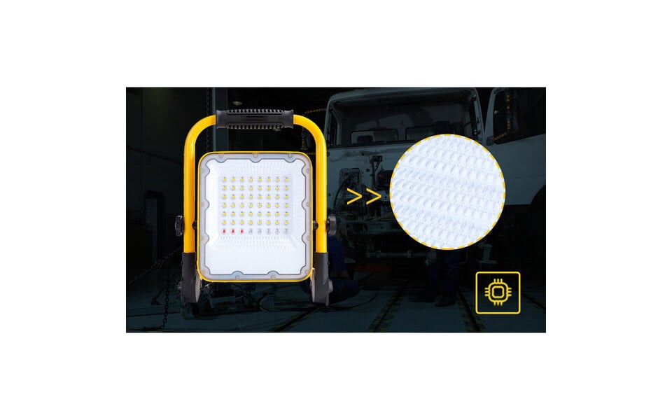 HLW LED Dimmable LED Construction Lamp 50W with Tripod, Waterproof IP65 & Adjustable, Cool White 6500K