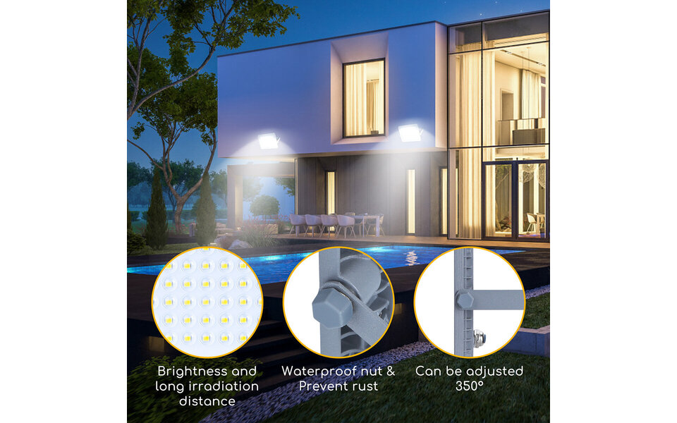 HLW LED Waterproof LED Construction Lamp IP65 - Adjustable, Neutral White Light 4000K