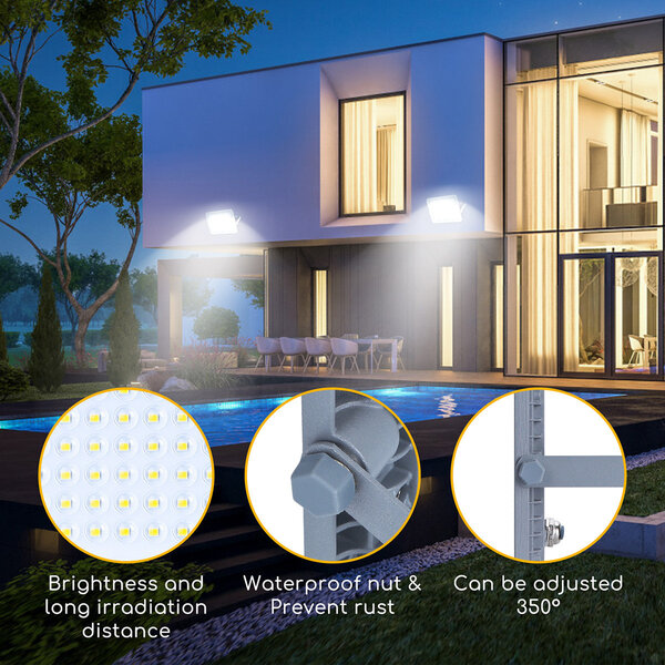 HLW LED LED Bouwlamp Verstelbaar - Witte Vloerlamp Waterdicht IP65 - Koud Wit 6000K Daglicht Wit HLW LED LED Bouwlamp Verstelbaar - Witte Vloerlamp Waterdicht IP65 - Koud Wit 6000K Daglicht Wit