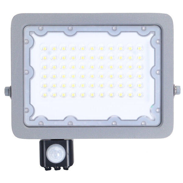 HLW LED Waterdichte LED Bouwlamp 50W met Sensor, Koud Wit 6500K - Aluminium