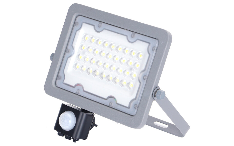 HLW LED Waterproof LED Construction Lamp with Sensor 30W - Cool White 6500K - Adjustable & Aluminum