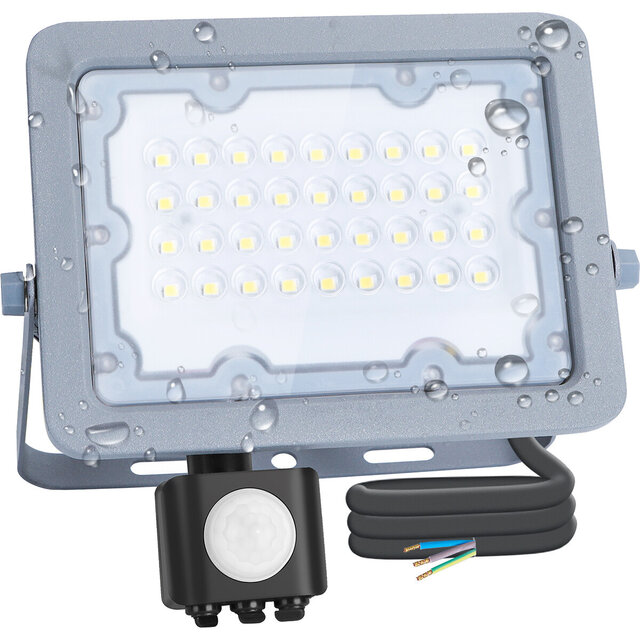 HLW LED Waterdichte LED Bouwlamp met Sensor 30W - Koud Wit 6500K - Verstelbaar & Aluminium