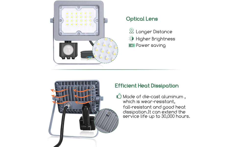 HLW LED LED Construction Lamp 20W Waterproof IP65 - Adjustable with Sensor Bright Cool White 6500K HLW LED LED Construction Lamp 20W Waterproof IP65 - Adjustable with Sensor Bright Cool White 6500K