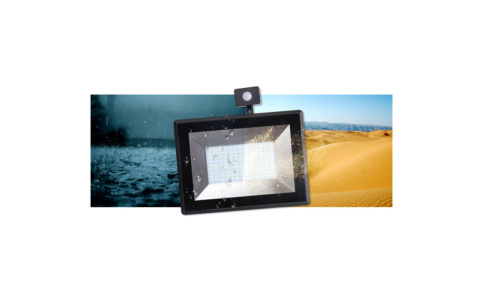 HLW LED Black & White LED Construction Lamp and LED Wall Lamp with Sensor, Waterproof IP65, Cool White 6000K