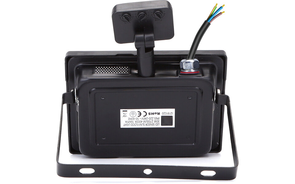 HLW LED LED Lamp 30W Construction Lamp with Sensor - Black & White Floor Lamp, Waterproof IP65, Cool White 6000K