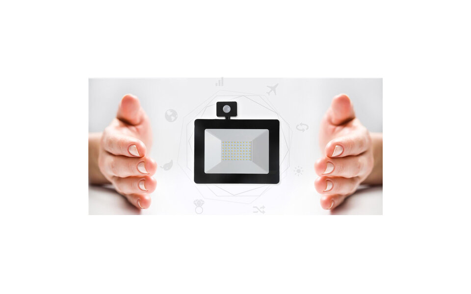 HLW LED Waterproof LED Construction Lamp & LED Wall Lamp with Sensor IP65 - Cool White 6000K