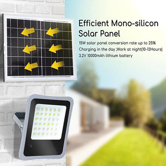 HLW LED LED Floodlight 100W Solar - Waterproof LED Floor & Wall Lamp IP65, Cool White Daylight 6000K