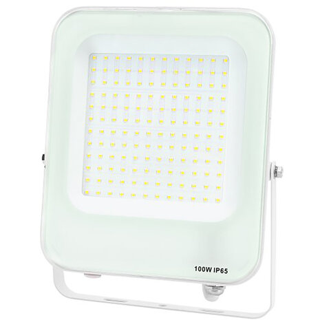 LED Bouwlamp 100W - Witte, Waterdichte IP65 Lamp met Verstelbare Beam Angle en Neutraal Wit Licht LED Bouwlamp 100W - Witte, Waterdichte IP65 Lamp met Verstelbare Beam Angle en Neutraal Wit Licht
