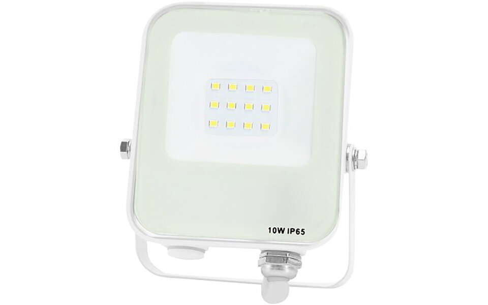 HLW LED Witte LED Bouwlamp 10W met IP65 Waterdichte Behuizing en Verstelbare Beam Angle, Koud Wit 6000K Daglicht Wit