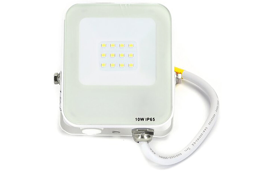 HLW LED White LED Construction Lamp 10W with IP65 Waterproof Housing and Adjustable Beam Angle, Cool White 6000K Daylight White