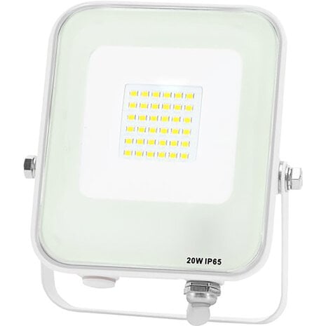 Witte LED Bouwlamp 20W - IP65 Waterdicht & Beam Angle Verstelbaar, Neutraal Wit Witte LED Bouwlamp 20W - IP65 Waterdicht & Beam Angle Verstelbaar, Neutraal Wit