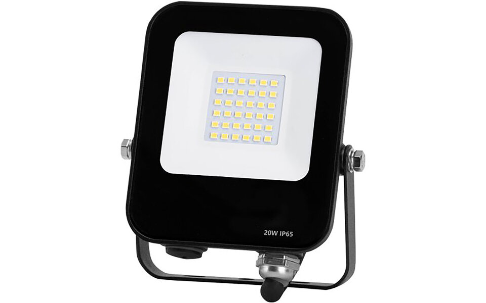 HLW LED LED Construction Lamp IP65 Waterproof - Black & White Floor Lamp with Adjustable Beam Angle and Cool White 6000K