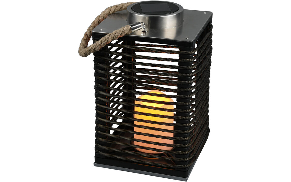 HLW LED LED Tafellamp met Zonne-energie - Trion Santino - Dag en Nacht Sensor - Spatwaterdicht IP44 - Rond - Mat Zwart - Kunststof