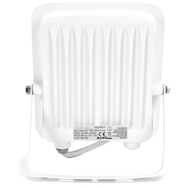 HLW LED LED Bouwlamp 50W IP65 Waterdicht - Witte Vloerlamp met Verstelbare Beam Angle, Neutraal Wit