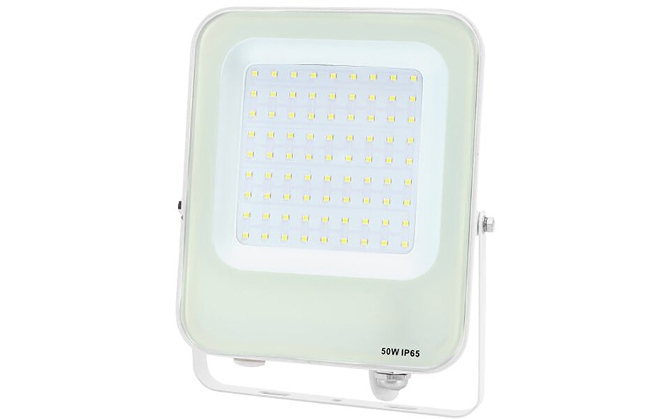 HLW LED LED Bouwlamp 50W Waterdicht IP65 - Witte Vloerlamp Koud Wit 6000K, Beam Angle Verstelbaar