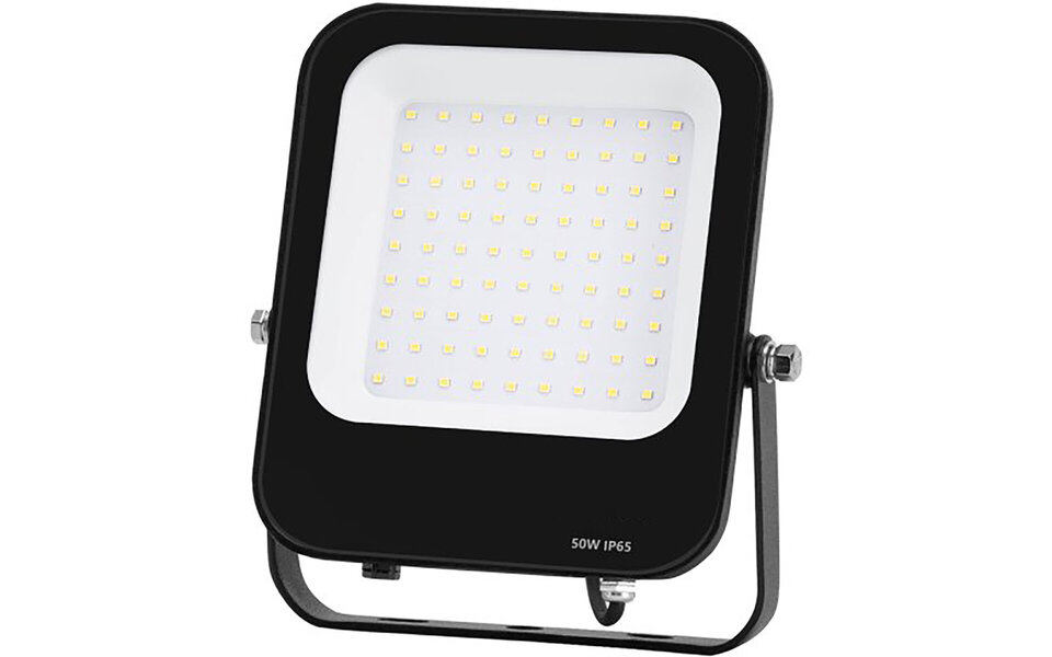 HLW LED LED Construction Lamp 50W IP65 Waterproof - Black & White Floor Lamp with Adjustable Beam Angle, Cool White 6000K