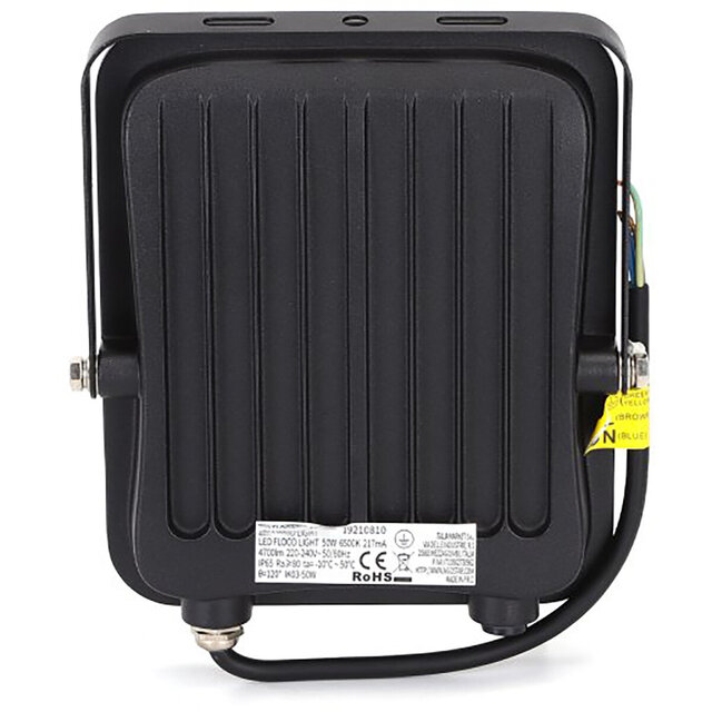 HLW LED LED Bouwlamp 50W IP65 Waterdicht - Zwarte & Witte Vloerlamp met Verstelbare Beam Angle, Koud Wit 6000K