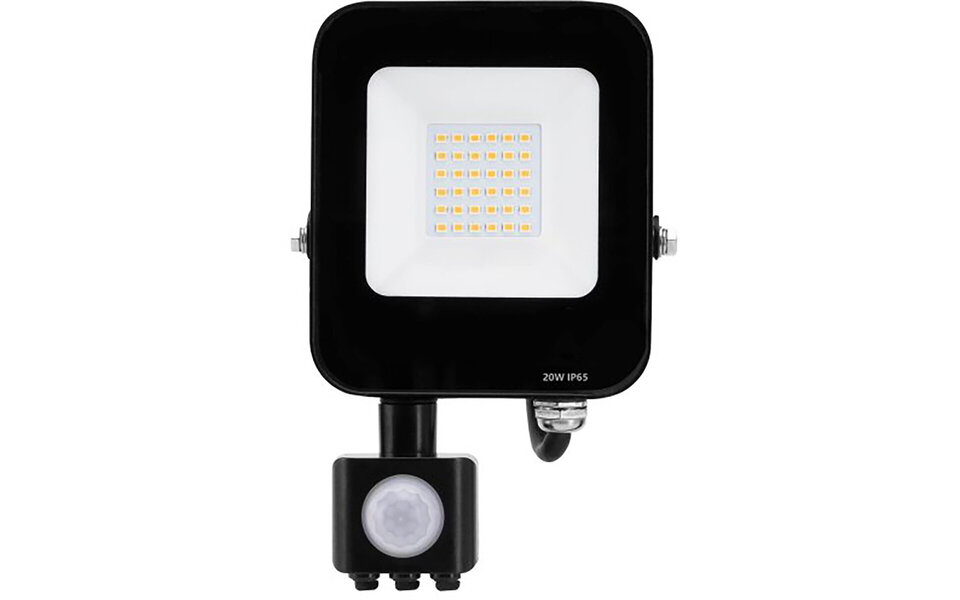 HLW LED Waterproof LED Construction Lamp & Wall Lamp with Sensor - 20W Matte Black - Neutral White