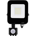 LED Construction Lamp 20W - Black Floor Lamp with Motion Sensor, IP65 Waterproof & Cool White 6000K