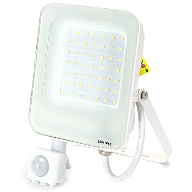 Zwarte LED bouwlamp en wandlamp met bewegingssensor, 30W, 2700 lumen, koel wit licht, waterdicht IP65