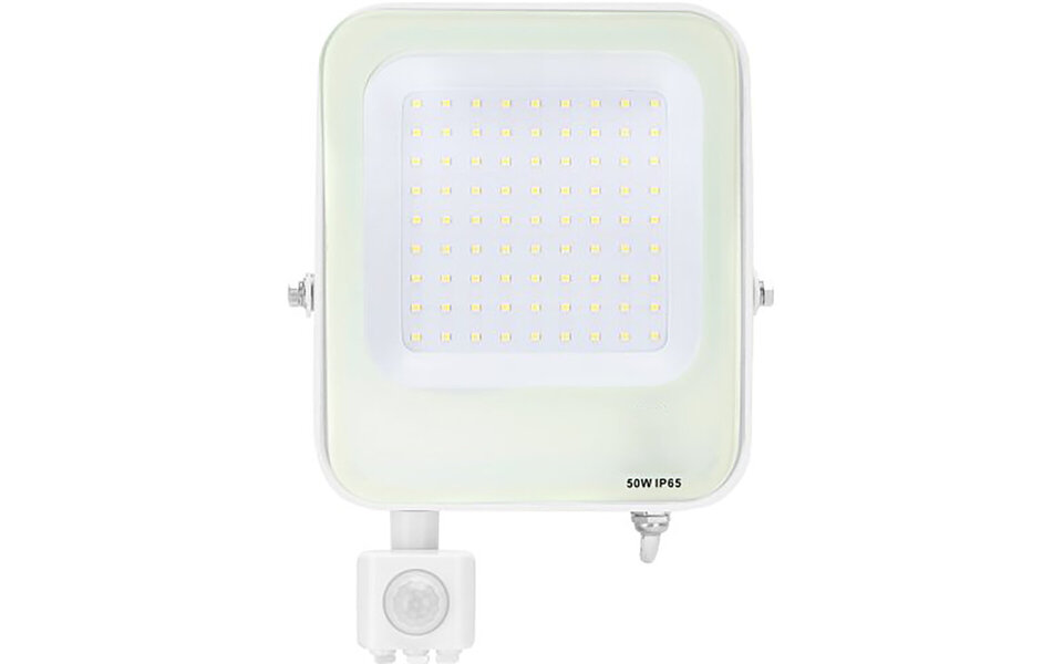 HLW LED LED Bouwlamp met Bewegingssensor - Waterdichte LED Wandlamp met Sensor, 50W Koud Wit 6500K