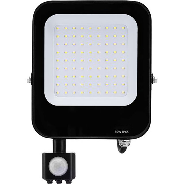 LED Bouwlamp 50W met Bewegingssensor - Mat Zwart, IP65 Buitenverlichting LED Bouwlamp 50W met Bewegingssensor - Mat Zwart, IP65 Buitenverlichting
