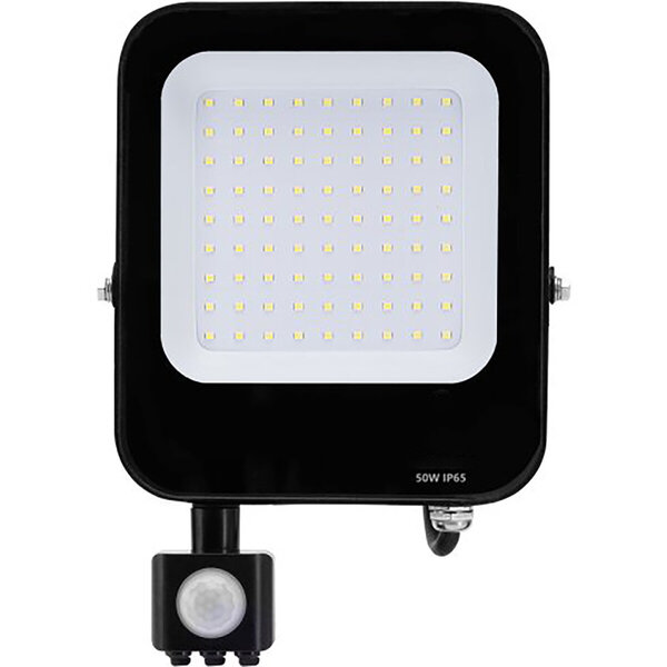 HLW LED LED Bouwlamp en Wandlamp met Sensor 50W - Mat Zwart, Waterdicht IP65, Koud Wit 6000K