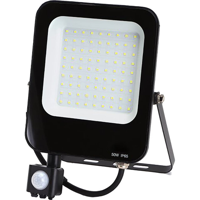 Mat zwarte LED bouwlamp 50W met bewegingssensor, 4700 lumen, 6500K, waterdicht IP65 Mat zwarte LED bouwlamp 50W met bewegingssensor, 4700 lumen, 6500K, waterdicht IP65