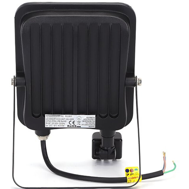 HLW LED LED Bouwlamp en Wandlamp met Sensor 50W - Mat Zwart, Waterdicht IP65, Koud Wit 6000K