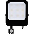 LED Bouwlamp 100 Watt met Sensor - Mat Zwarte LED Bouwlamp, Waterdicht IP65, Neutraal Wit