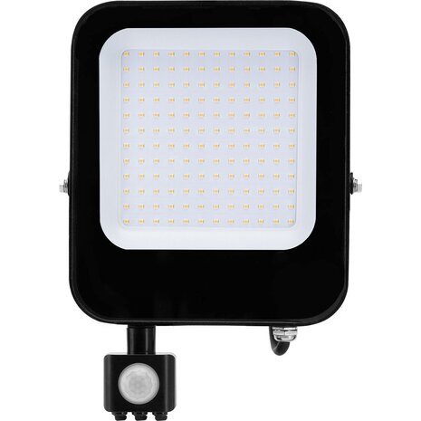 LED Bouwlamp 100 Watt met Sensor - Mat Zwarte LED Bouwlamp, Waterdicht IP65, Neutraal Wit LED Bouwlamp 100 Watt met Sensor - Mat Zwarte LED Bouwlamp, Waterdicht IP65, Neutraal Wit