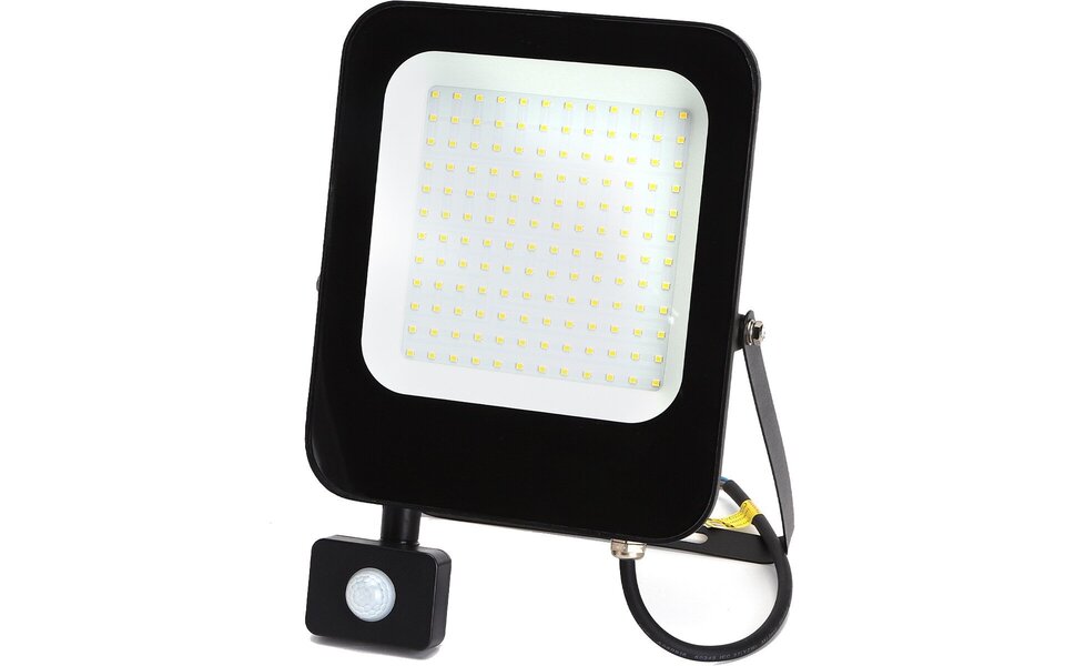 HLW LED LED Construction Lamp 100 Watt with Sensor - Matte Black LED Construction Lamp, Waterproof IP65, Neutral White HLW LED LED Construction Lamp 100 Watt with Sensor - Matte Black LED Construction Lamp, Waterproof IP65, Neutral White