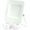 vierkante zwarte LED bouwlamp 100W met sensor en waterdichte behuizing voor natuurlijk wit licht buitengebruik