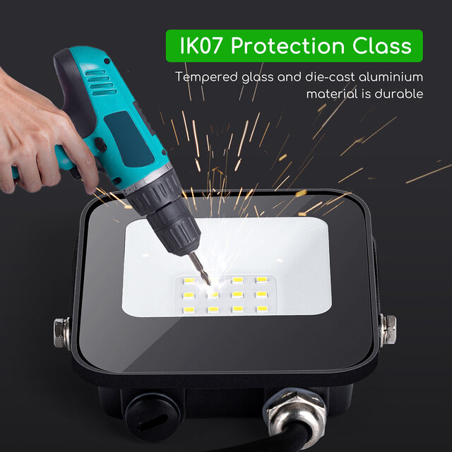 HLW LED LED Construction Lamp 10W Waterproof IP65 - Black & White LED Lamp Cool White 6000K