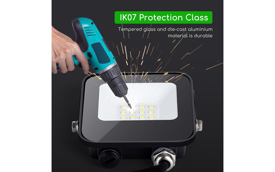 HLW LED LED Construction Lamp 10W Waterproof IP65 - Black & White LED Lamp Cool White 6000K