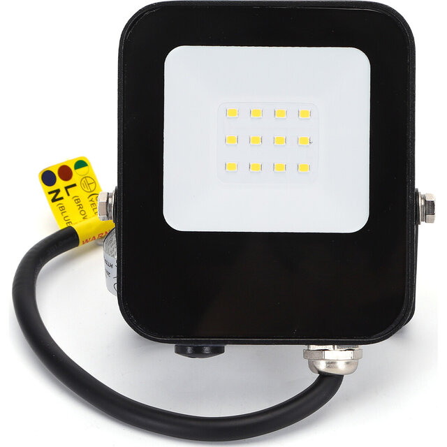 Zwarte en witte waterdichte LED bouwlamp 10W met 930 lumen en neutraal wit licht 4000K IP65 Zwarte en witte waterdichte LED bouwlamp 10W met 930 lumen en neutraal wit licht 4000K IP65