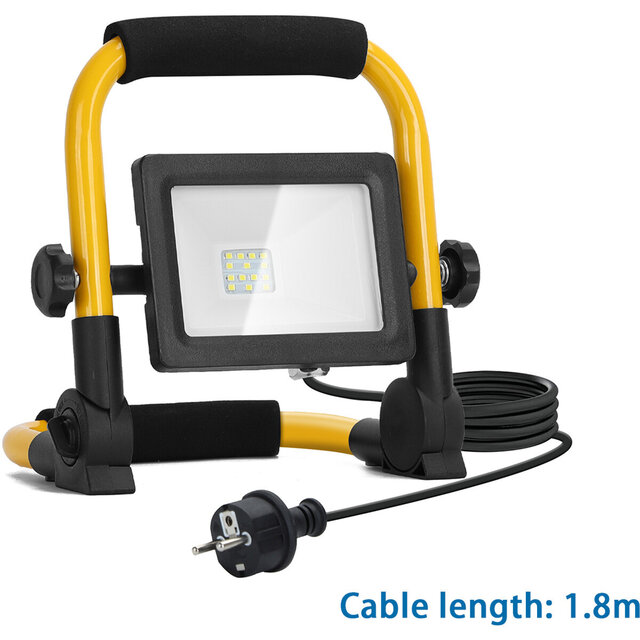 Verstelbare waterdichte LED bouwlamp 10W met statief en stekker, koud wit licht 6500K, 920 lumen Verstelbare waterdichte LED bouwlamp 10W met statief en stekker, koud wit licht 6500K, 920 lumen