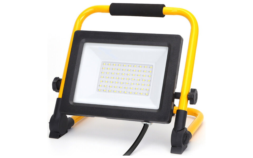 HLW LED Waterproof LED Construction Lamp 50W Adjustable, White Floor Lamp Cool White 6000K IP65