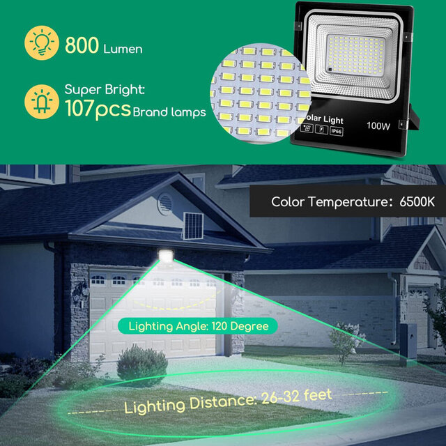 HLW LED LED Construction Lamp & Garden Wall Lamp 100W - Waterproof, Cool White 6000K, LED Wall Lamp