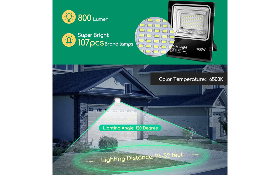 HLW LED LED Bouwlamp & Tuin Wandlamp 100W - Waterdicht, Koud Wit 6000K, LED Wandlamp