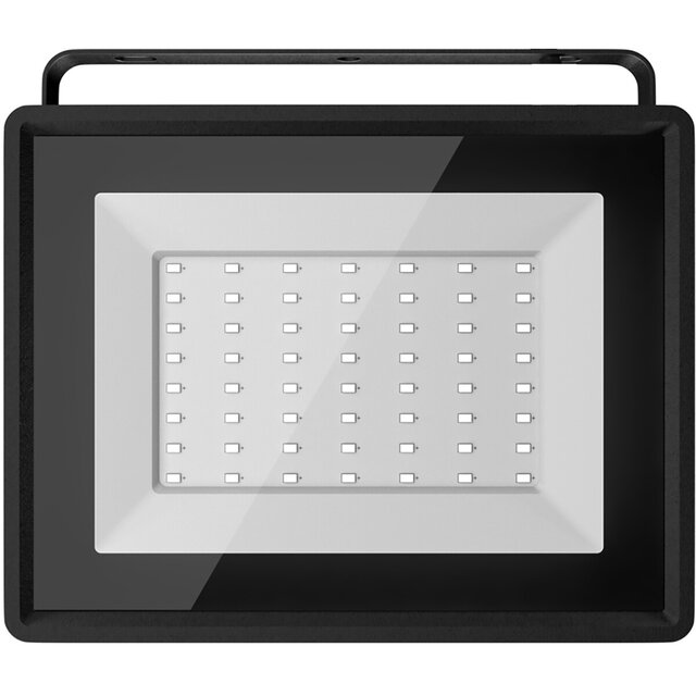 vierkante zwarte LED bouwlamp 50W met neutraal wit licht van 4000K en 4300 lumen waterdicht