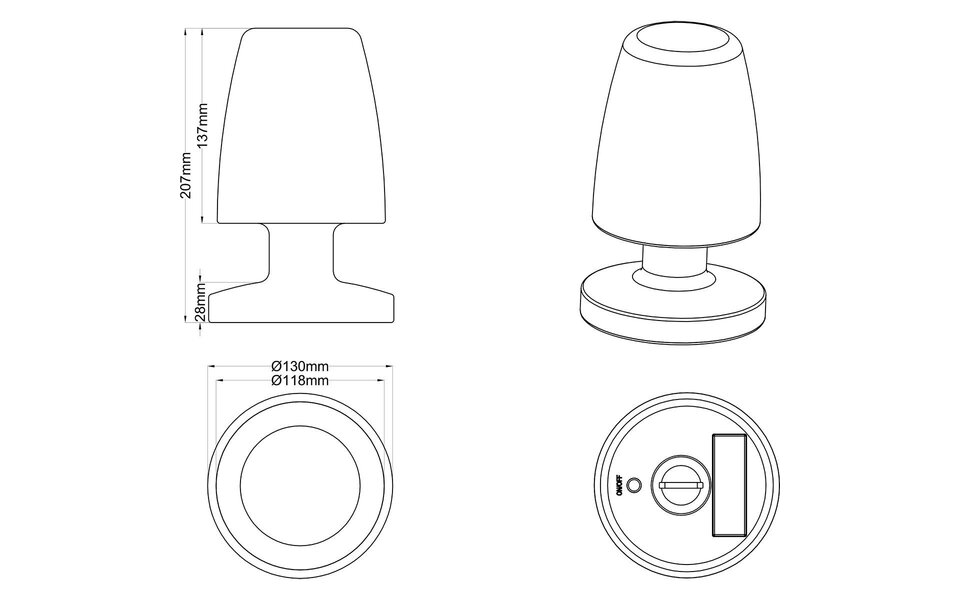 HLW LED LED Table Lamp - Trion - Oval - White - Plastic - Splashproof - USB Rechargeable HLW LED LED Table Lamp - Trion - Oval - White - Plastic - Splashproof - USB Rechargeable