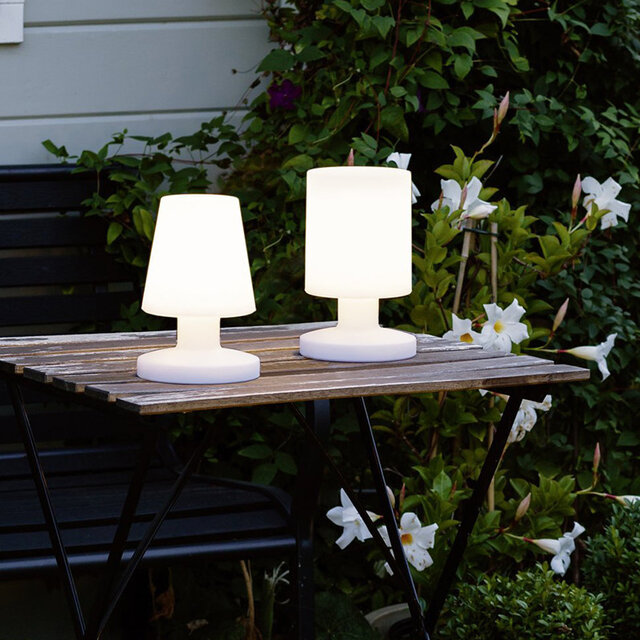 HLW LED LED Tafellamp - Trion - Rond - Wit - Kunststof - Spatwaterdicht - USB Oplaadbaar