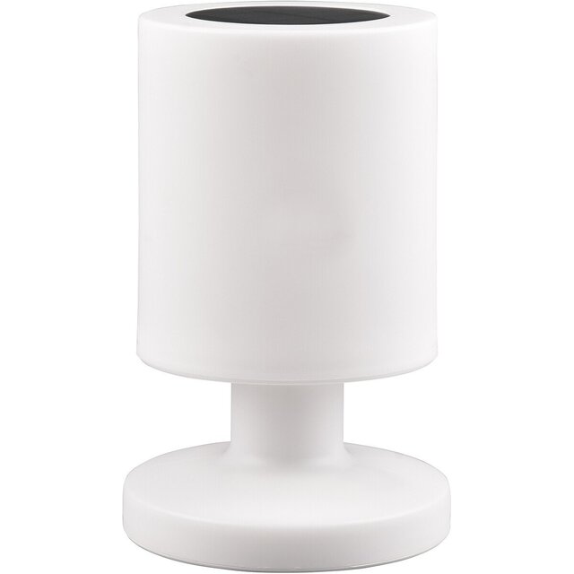 HLW LED Solar-Powered LED Table Lamp - Solar Table Lamp - Trion Silvin - USB Rechargeable - Warm White 3000K - Splashproof IP44 - Round - White