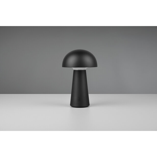 HLW LED LED Tafellamp - Tafelverlichting - Trion Lenio - 2W - Warm Wit 3000K - Dimbaar - USB Oplaadbaar - Spatwaterdicht IP44 - Rond - Mat Zwart - Kunststof