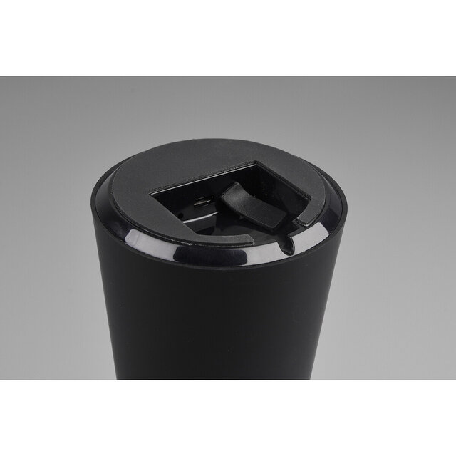 HLW LED LED Table Lamp - Table Lighting - Trion Lenio - 2W - Warm White 3000K - Dimmable - USB Rechargeable - Splashproof IP44 - Round - Matte Black - Plastic